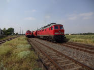 die altbelftete 232.280-8 als Schiebelok nach Gsten