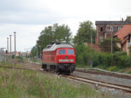 der Bahnhof Baalberge in der Ausfahrt Richtung Kthen