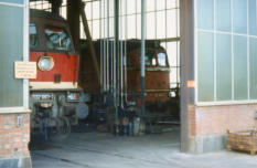 Lokschuppen Gsten mit 132.097-7 und 120.350-4