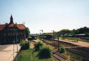 Blick vom Stellwerk an der B185 auf den Pbf.Gsten