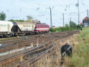 142.110-6 mit Getreidezug nach Halle