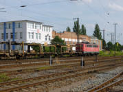 eine 140 mit leeren Autotransportzug nach Halle