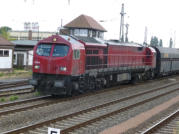 der Red Tiger der HVLE mit dem Kalkzug aus Blankenburg