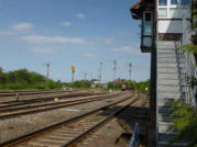 Ausfahrtsignalgruppe in Richtung Bernburg