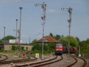 Ausfahrtsignalgruppe in Richtung Bernburg