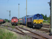 eine Class 66 der Lappwaldbahn am 17.06.2013 in Haldensleben